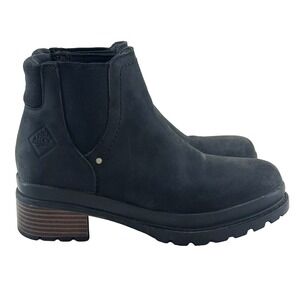 MUCK Liberty Chelsea Leather Ankle Boots‎ • Women's 6 • black